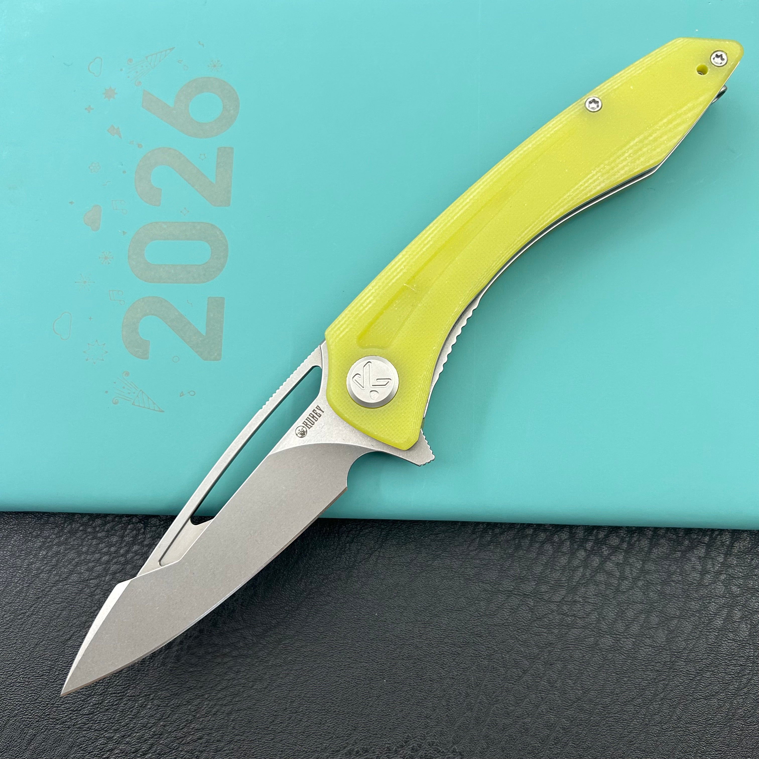 KUBEY knife KU345L Merced Linerlock Yellow Folding Knife