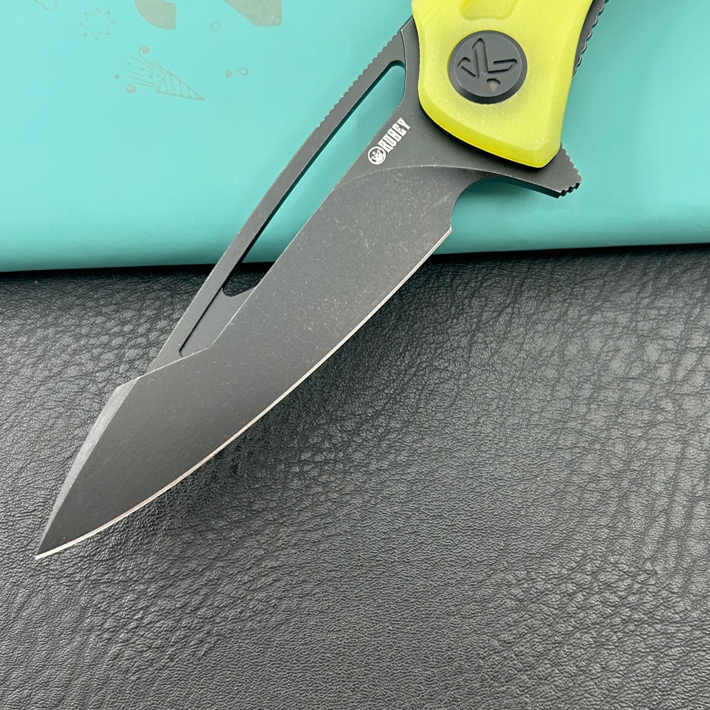 KUBEY knife KU345Q Merced Linerlock Black Translucent  Yellow Folding Knife