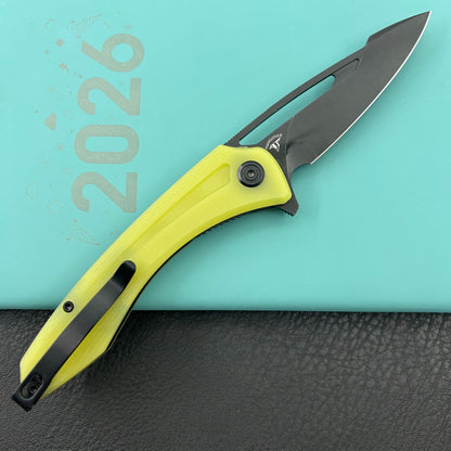 KUBEY knife KU345Q Merced Linerlock Black Translucent  Yellow Folding Knife