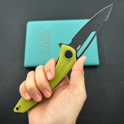 KUBEY knife KU345Q Merced Linerlock Black Translucent  Yellow Folding Knife