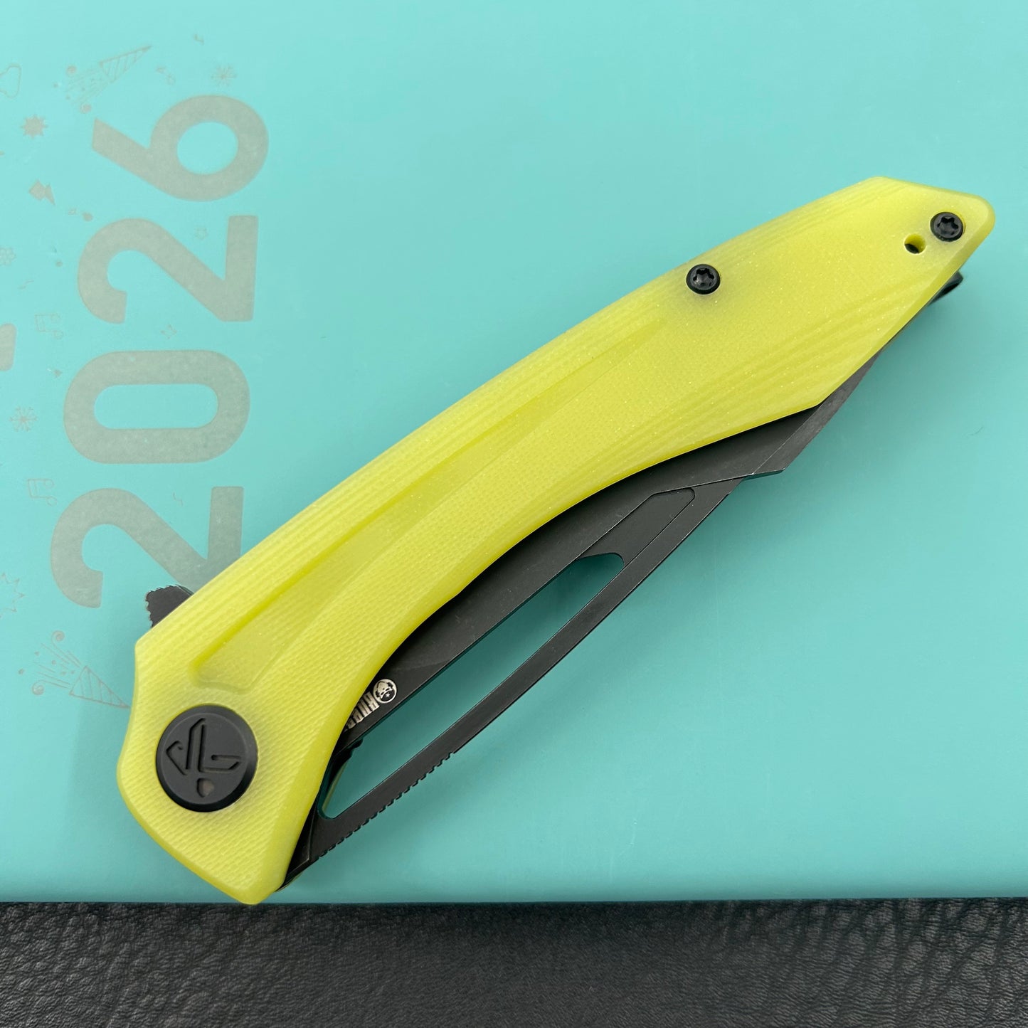 KUBEY knife KU345Q Merced Linerlock Black Translucent  Yellow Folding Knife