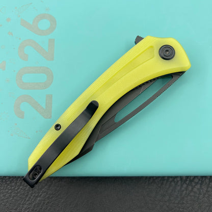 KUBEY knife KU345Q Merced Linerlock Black Translucent  Yellow Folding Knife