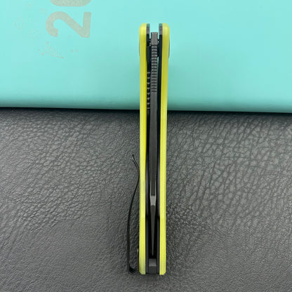 KUBEY knife KU345Q Merced Linerlock Black Translucent  Yellow Folding Knife