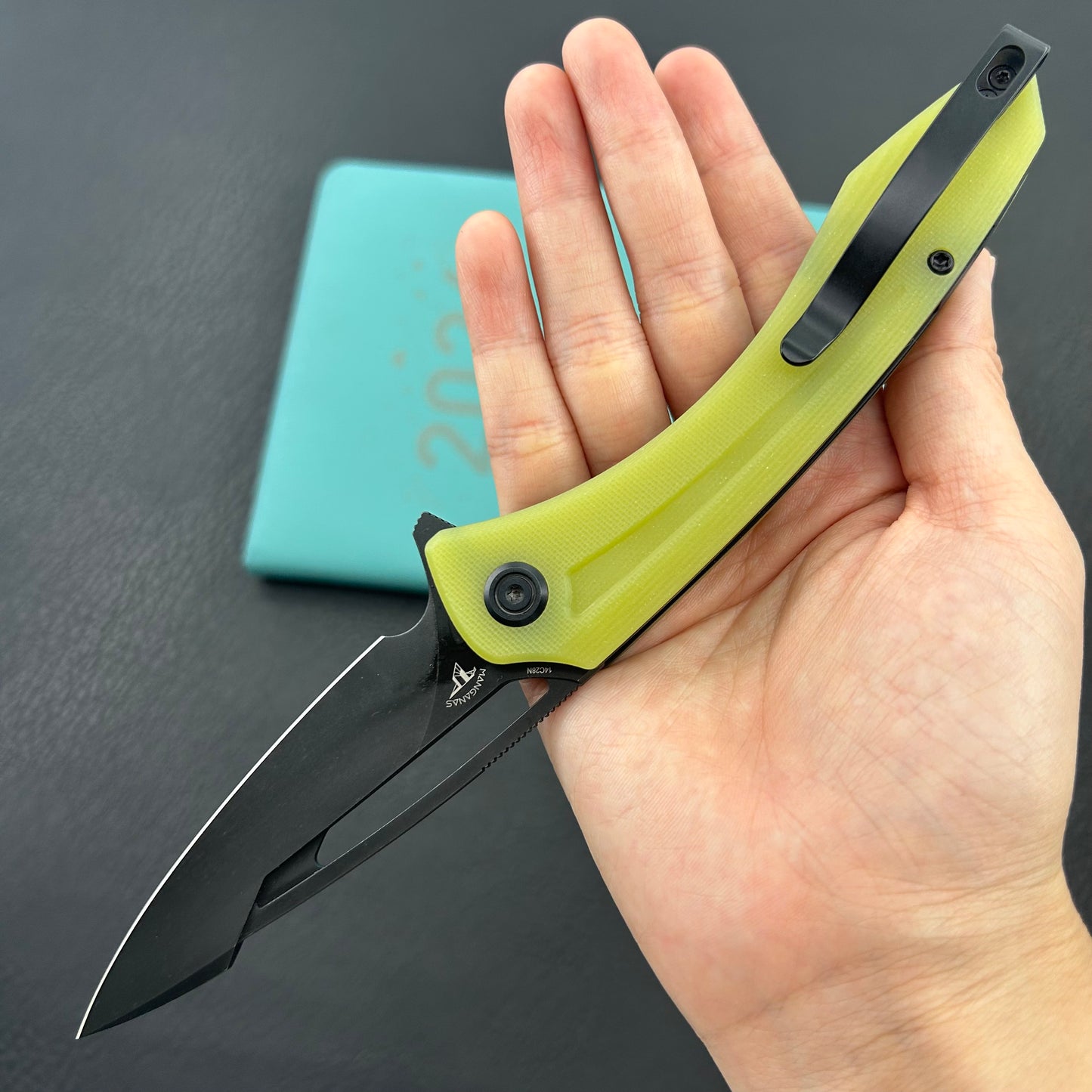 KUBEY knife KU345Q Merced Linerlock Black Translucent  Yellow Folding Knife