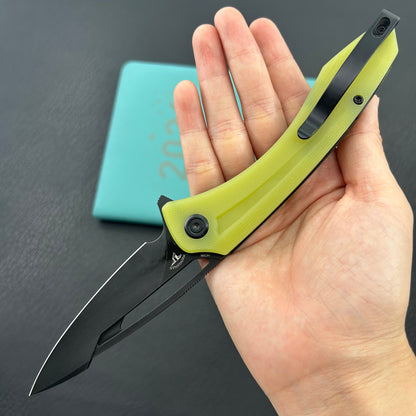 KUBEY knife KU345Q Merced Linerlock Black Translucent  Yellow Folding Knife