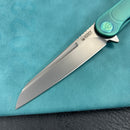 KUBEY KB247G Dandy Frame Lock Gentlemans Pocket Folding Knife green 6AL4V Titanium Handle  3.94" Sand Blasted S90V