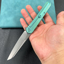 KUBEY KB247G Dandy Frame Lock Gentlemans Pocket Folding Knife green 6AL4V Titanium Handle  3.94" Sand Blasted S90V