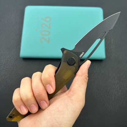 KUBEY knife KU345P Merced Linerlock Black Ultem Folding Knife