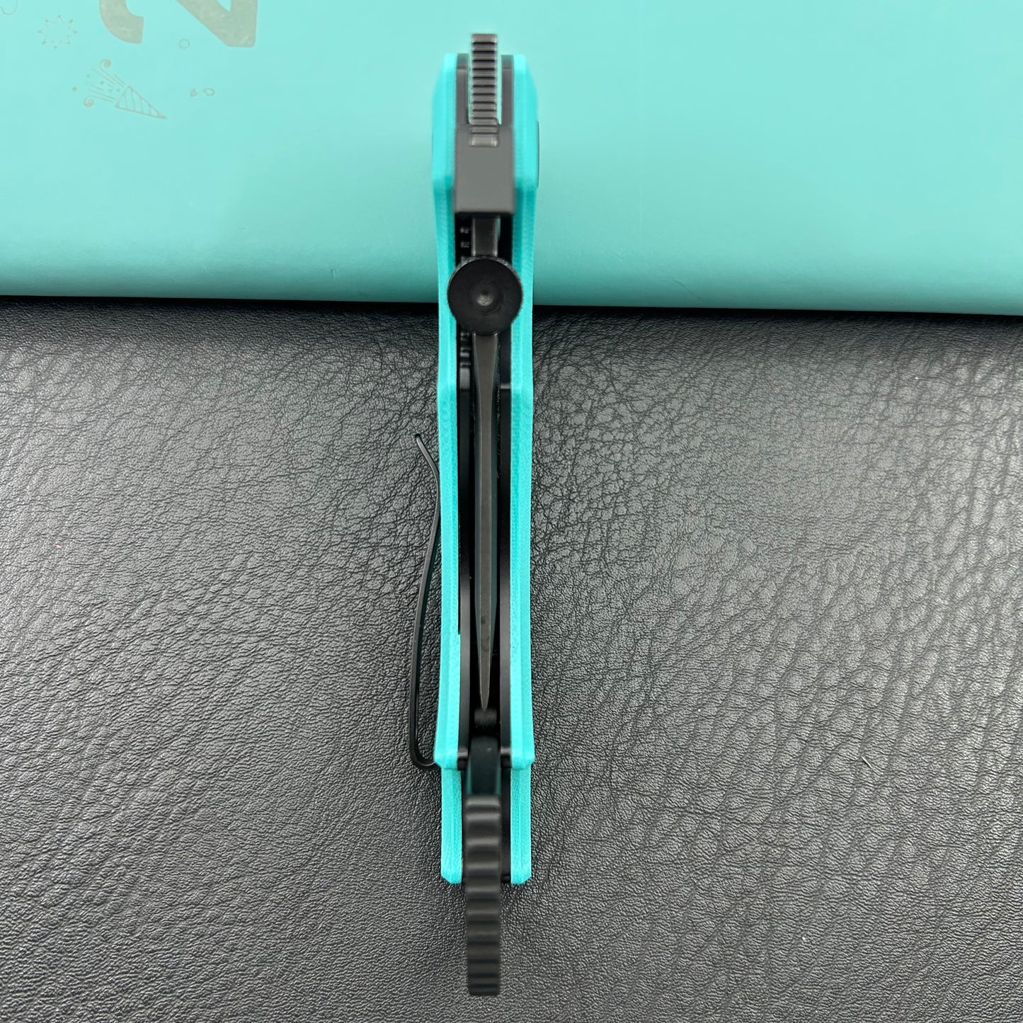 KUBEY knife KU439D Jaw Tanto Pikal Folding Knife Tiffany Blue G-10 Handle 2.52" Blackwash 14C28N
