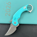 KUBEY knife KU440B Jaw  Pikal Folding Knife Tiffany Blue G-10 Handle 2.52" Beadblast 14C28N