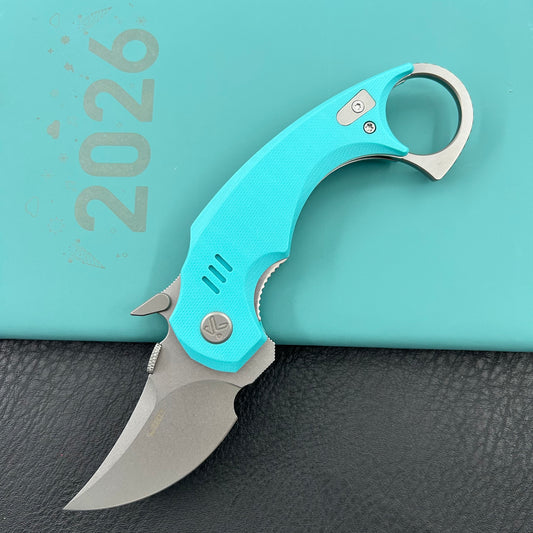 KUBEY knife KU440B Jaw  Pikal Folding Knife Tiffany Blue G-10 Handle 2.52" Beadblast 14C28N