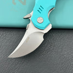 KUBEY knife KU440B Jaw  Pikal Folding Knife Tiffany Blue G-10 Handle 2.52" Beadblast 14C28N