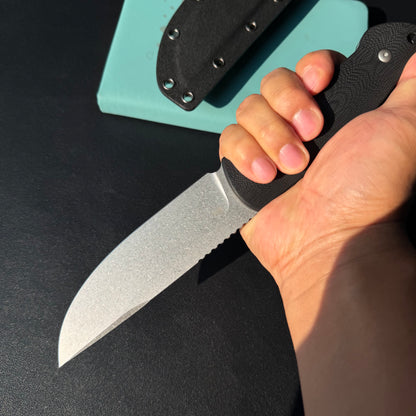 KUBEY KU268A Eskoria Fixed Blade Knife Black G-10 Handle 5.11" Beadblast 14C28N