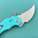 KUBEY knife KU440B Jaw  Pikal Folding Knife Tiffany Blue G-10 Handle 2.52" Beadblast 14C28N