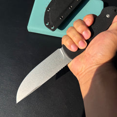 Kubey KNIVES KU268A Eskoria Fixed Blade Knife Black G-10 Handle 5.11" Beadblast 14C28N