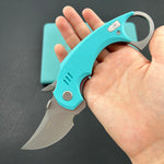 KUBEY knife KU440B Jaw  Pikal Folding Knife Tiffany Blue G-10 Handle 2.52" Beadblast 14C28N