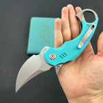 KUBEY knife KU440B Jaw  Pikal Folding Knife Tiffany Blue G-10 Handle 2.52" Beadblast 14C28N