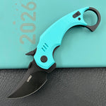 KUBEY knife KU440D Jaw  Pikal Folding Knife Tiffany Blue G-10 Handle 2.52" Blackwash 14C28N