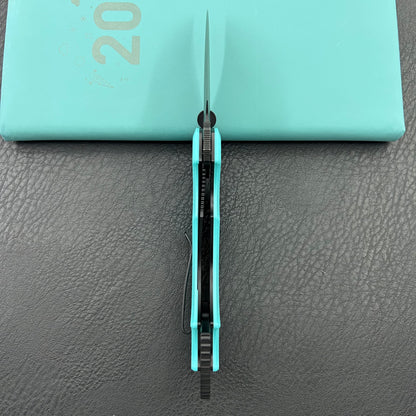 KUBEY knife KU440D Jaw  Pikal Folding Knife Tiffany Blue G-10 Handle 2.52" Blackwash 14C28N