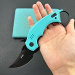 KUBEY knife KU440D Jaw  Pikal Folding Knife Tiffany Blue G-10 Handle 2.52" Blackwash 14C28N