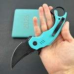 KUBEY knife KU440D Jaw  Pikal Folding Knife Tiffany Blue G-10 Handle 2.52" Blackwash 14C28N