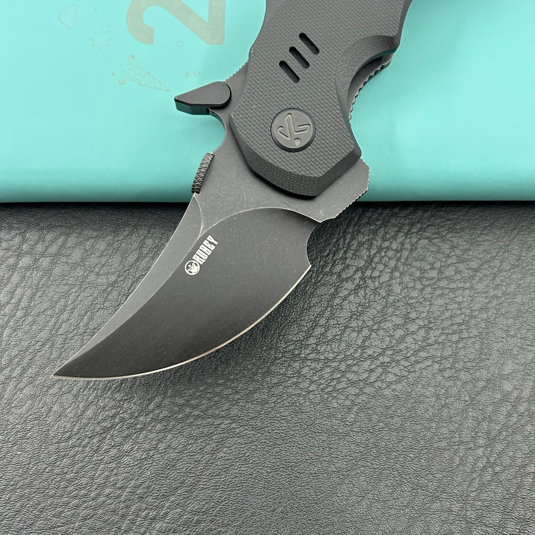 KUBEY knife KU440F Jaw  Pikal Folding Black G-10 Handle 2.52" Blackwash 14C28N