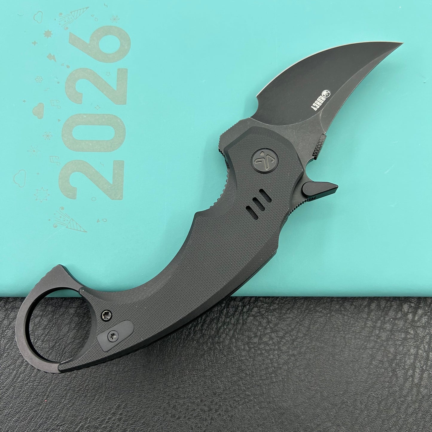 KUBEY knife KU440F Jaw  Pikal Folding Black G-10 Handle 2.52" Blackwash 14C28N