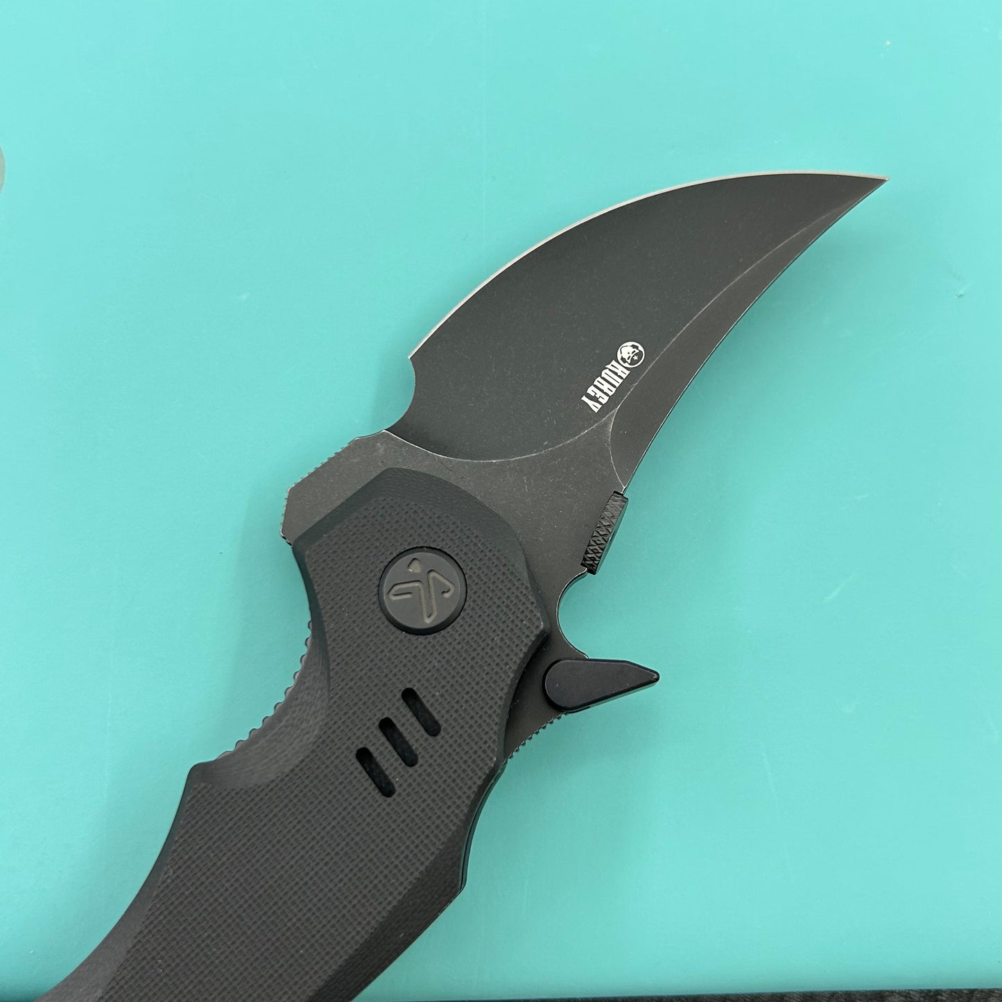 KUBEY knife KU440F Jaw  Pikal Folding Black G-10 Handle 2.52" Blackwash 14C28N