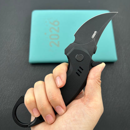 KUBEY knife KU440F Jaw  Pikal Folding Black G-10 Handle 2.52" Blackwash 14C28N