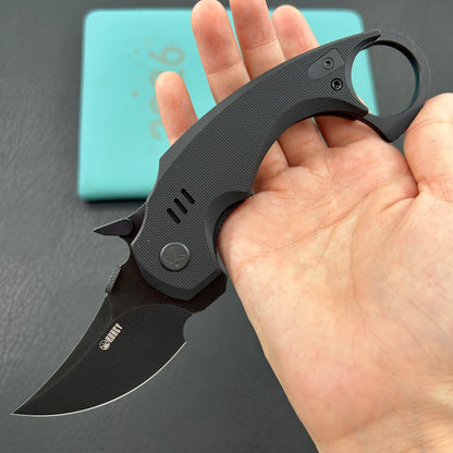 KUBEY knife KU440F Jaw  Pikal Folding Black G-10 Handle 2.52" Blackwash 14C28N
