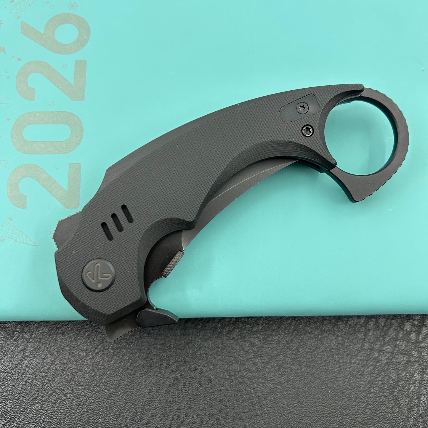 KUBEY knife KU440F Jaw  Pikal Folding Black G-10 Handle 2.52" Blackwash 14C28N
