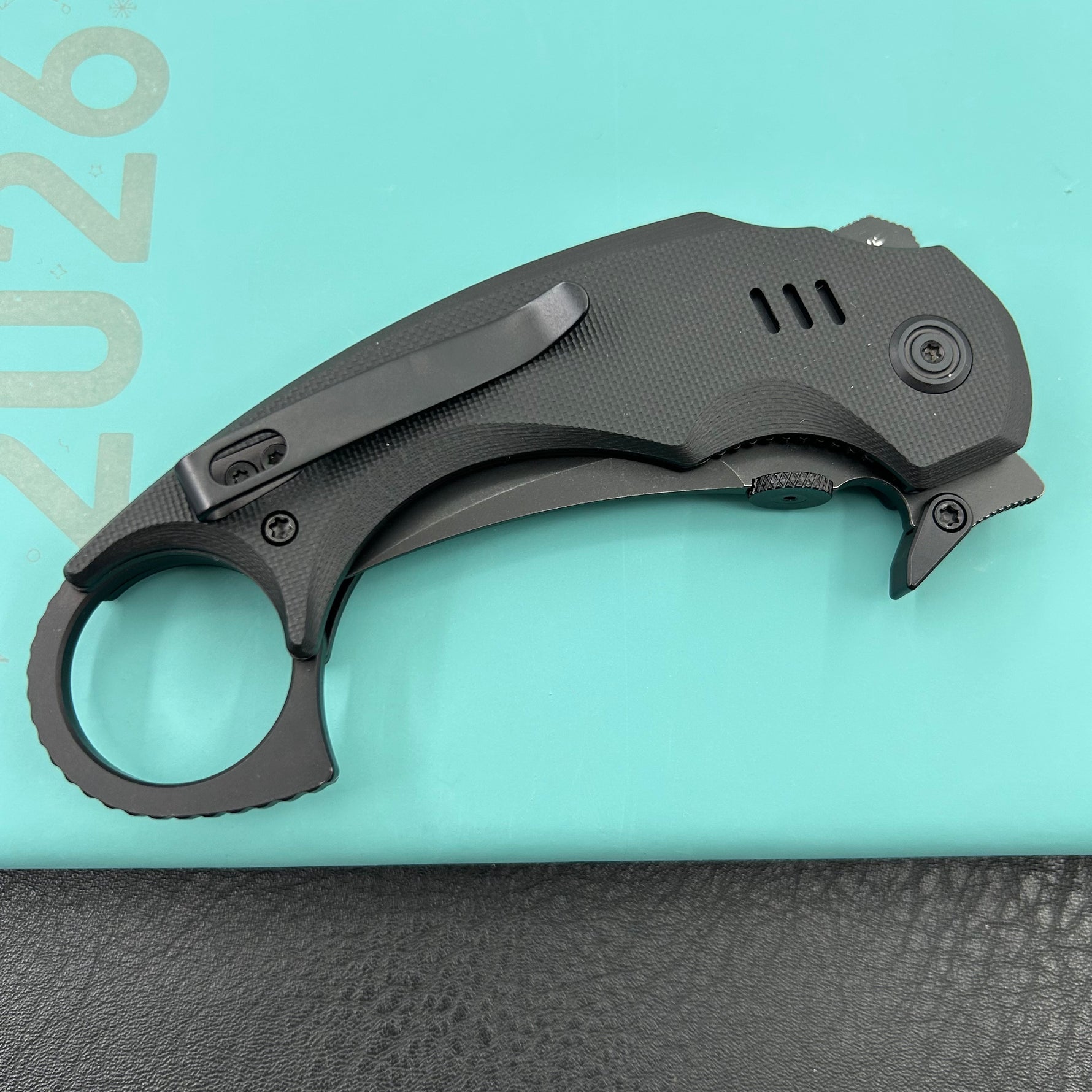 KUBEY knife KU440F Jaw  Pikal Folding Black G-10 Handle 2.52" Blackwash 14C28N