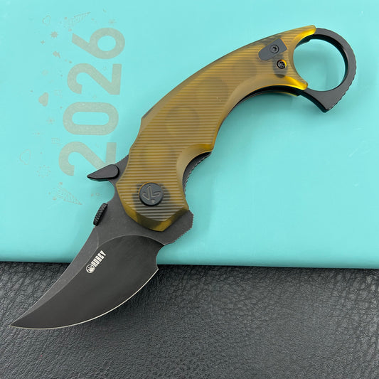 KUBEY knife KU440E Jaw  Pikal Folding Knife Ultem Handle 2.52" Blackwash 14C28N