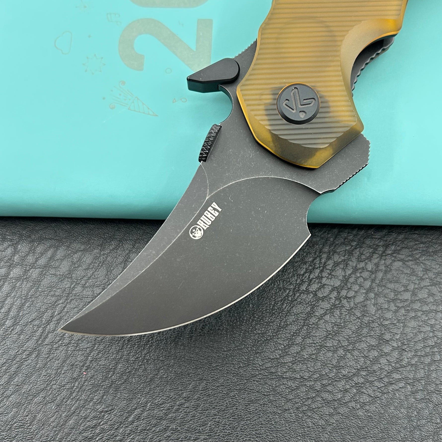 KUBEY knife KU440E Jaw  Pikal Folding Knife Ultem Handle 2.52" Blackwash 14C28N