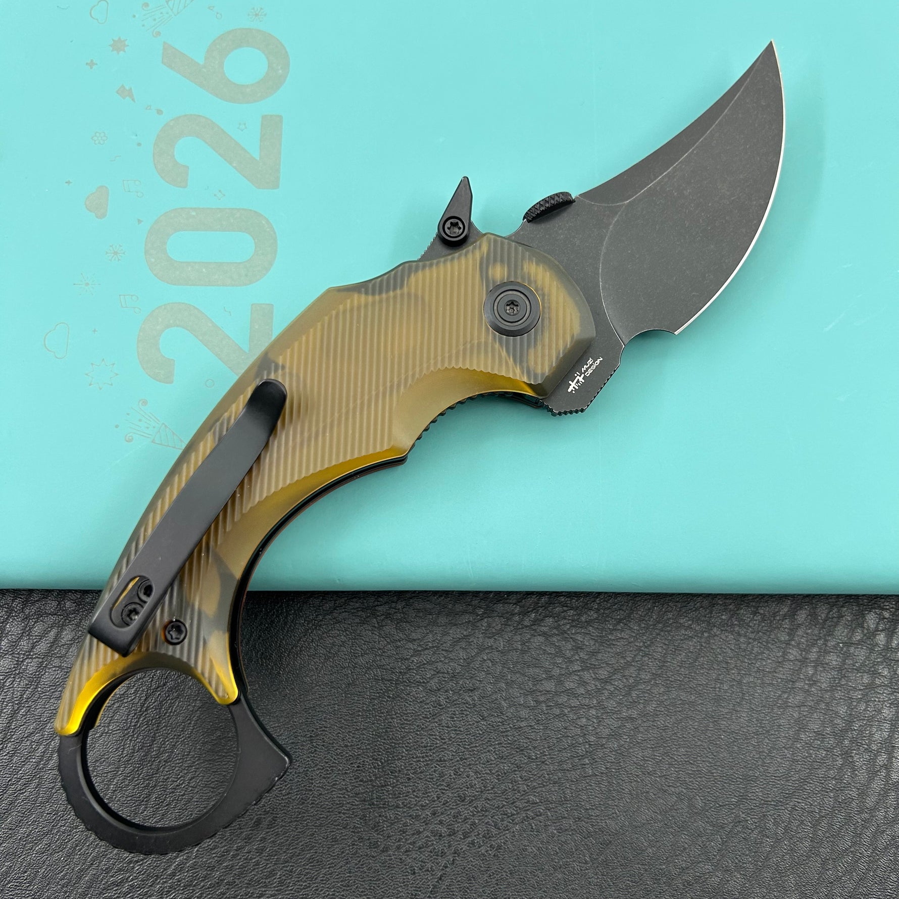 KUBEY knife KU440E Jaw  Pikal Folding Knife Ultem Handle 2.52" Blackwash 14C28N
