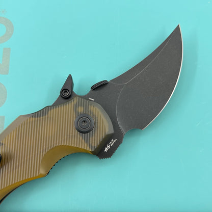 KUBEY knife KU440E Jaw  Pikal Folding Knife Ultem Handle 2.52" Blackwash 14C28N