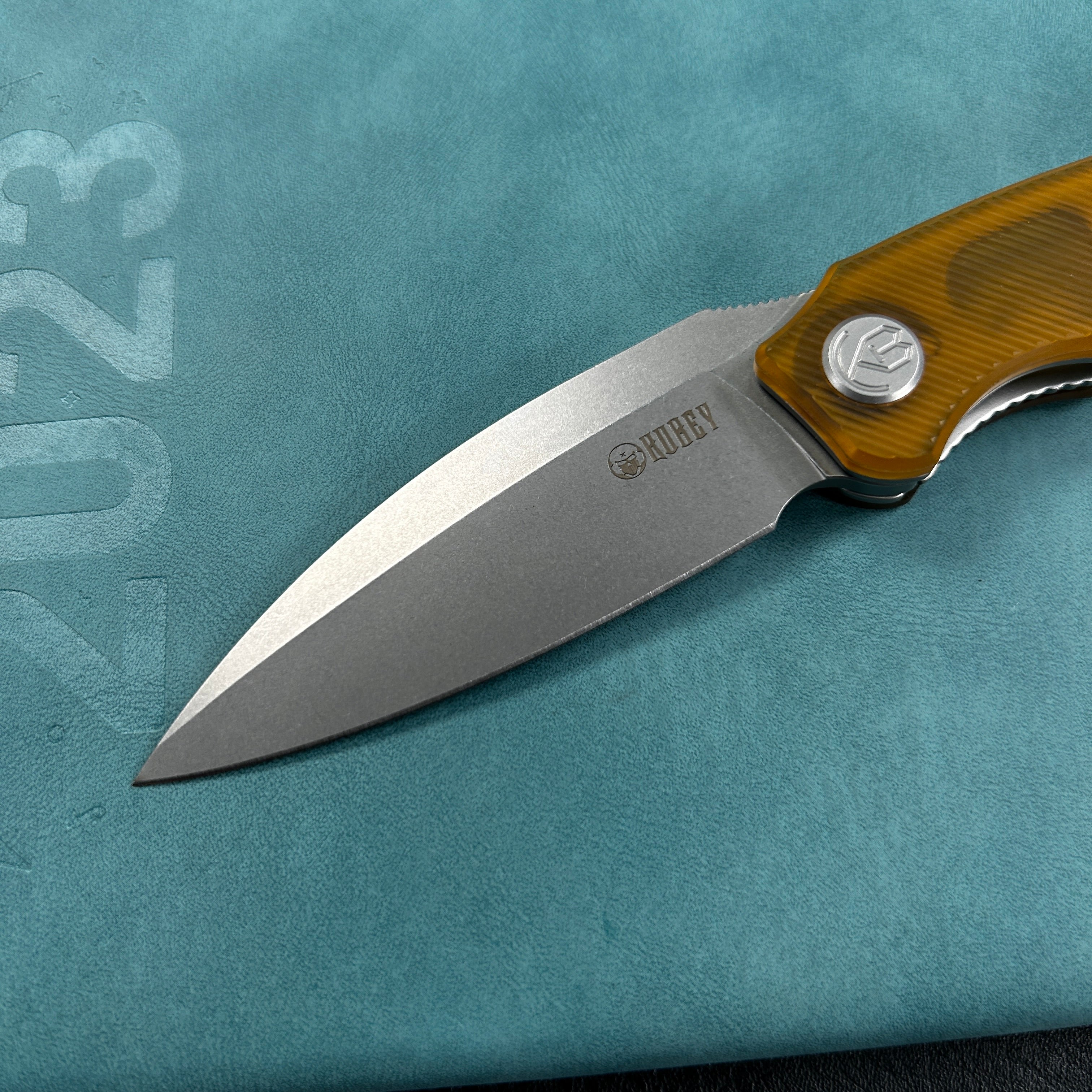 KUBEY KU333 Leaf Liner Lock Front Flipper Folding Knife Ultem Handle 2.99" Bead Blasted AUS-10