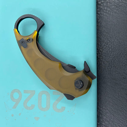 KUBEY knife KU440E Jaw  Pikal Folding Knife Ultem Handle 2.52" Blackwash 14C28N