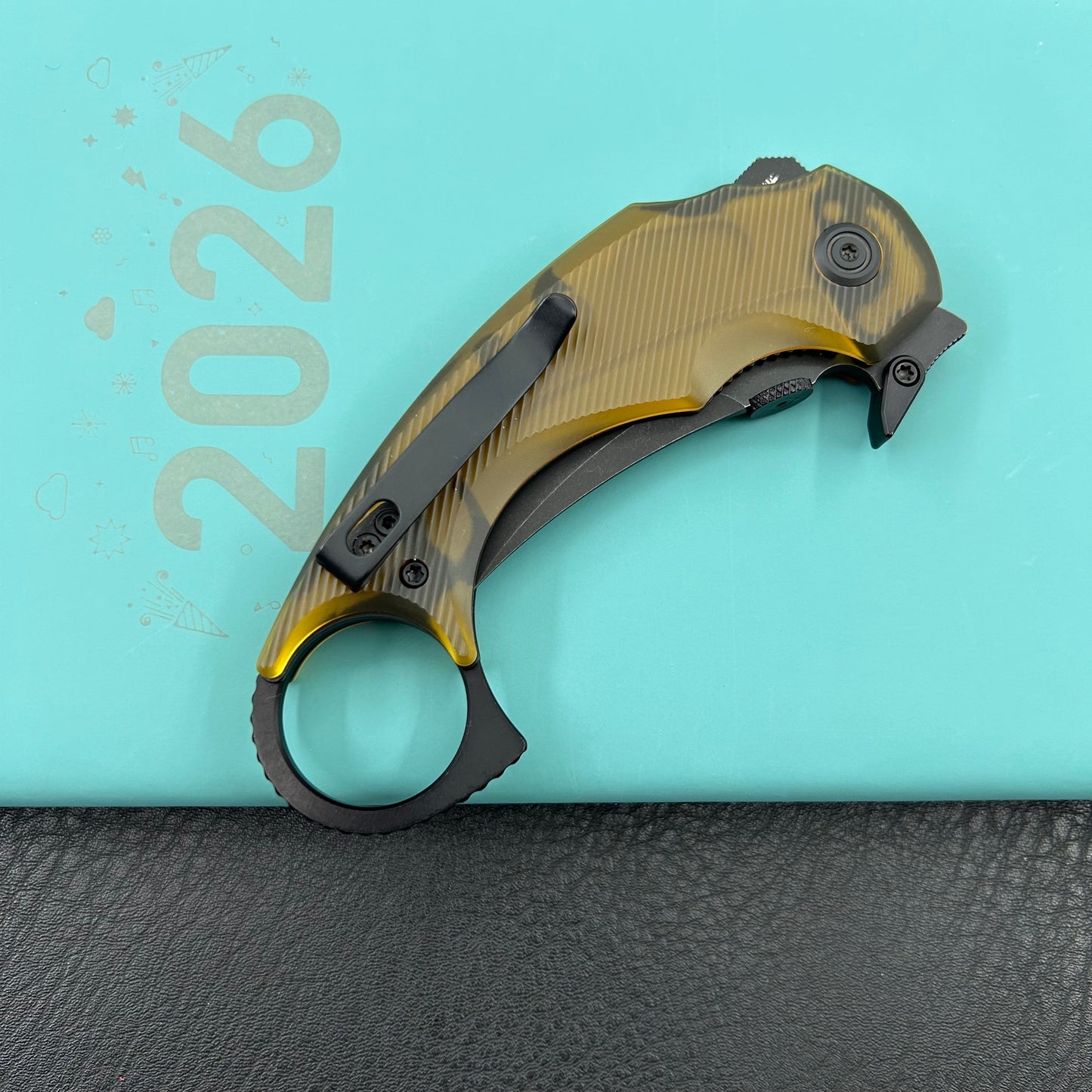 KUBEY knife KU440E Jaw  Pikal Folding Knife Ultem Handle 2.52" Blackwash 14C28N