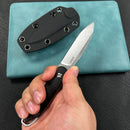 KUBEY KU357A  Dust Devil Utlity Knife Fixed Blade Knives Black Coarse Micarta 3.23'' Beadblast 14C28N