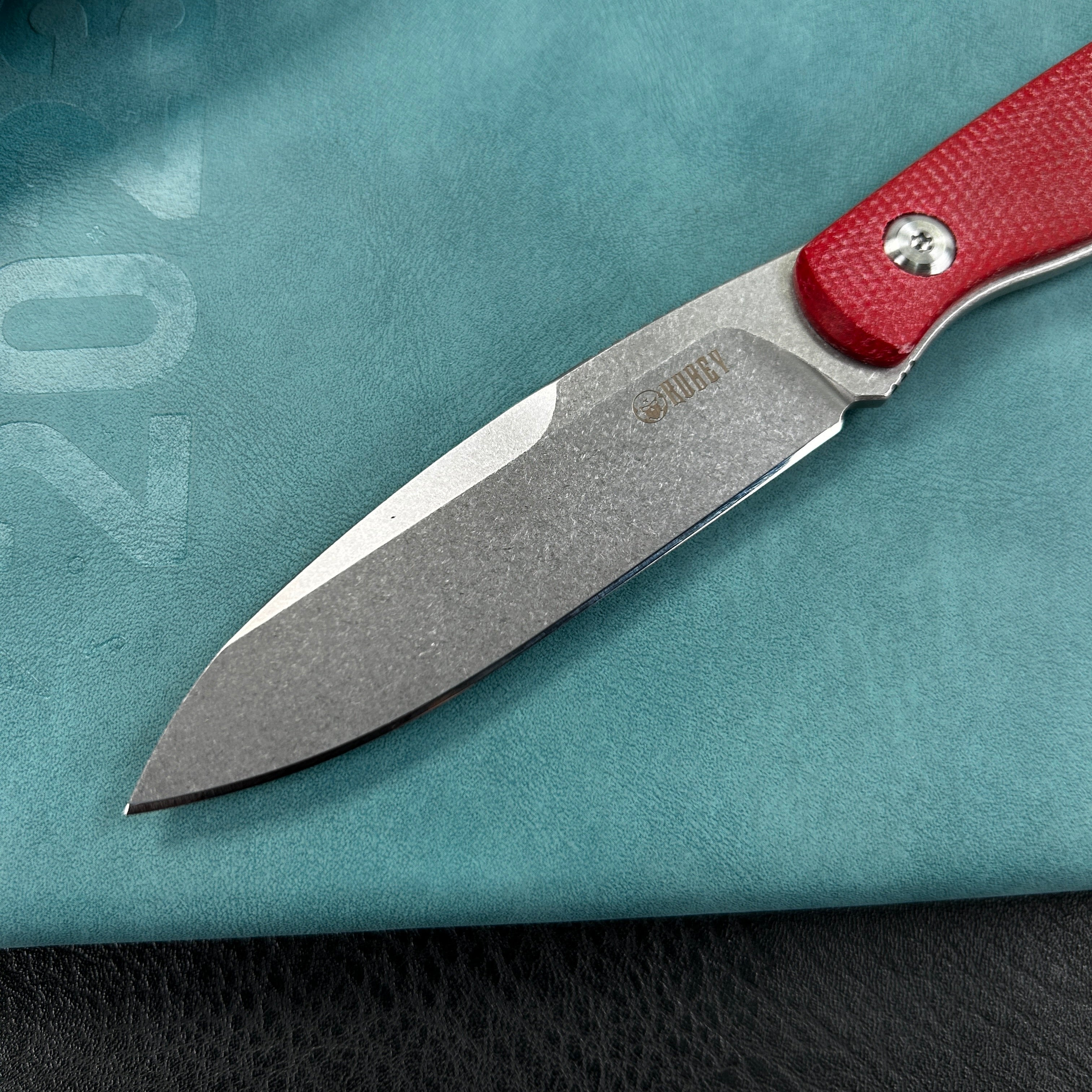 KUBEY KU357B  Dust Devil Utlity Knife Fixed Blade Knives Red Micarta 3.23'' Beadblast 14C28N