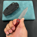 KUBEY KU357B  Dust Devil Utlity Knife Fixed Blade Knives Red Micarta 3.23'' Beadblast 14C28N