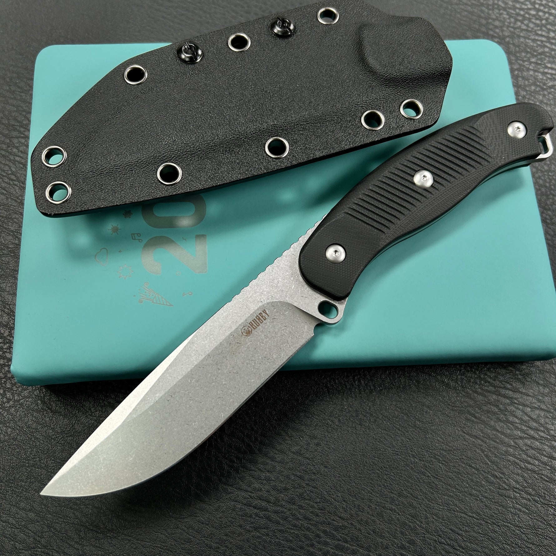KUBEY knife  KU426A Bearcat Fixed Blade Knife Black G-10 Handle 4.73" Beadblast 14C28N Blade