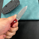 KUBEY KU357B  Dust Devil Utlity Knife Fixed Blade Knives Red Micarta 3.23'' Beadblast 14C28N