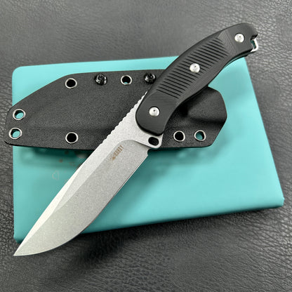 Kubey KU426A Bearcat Fixed Blade Knife Black G-10 Handle 4.73" Beadblast 14C28N Blade