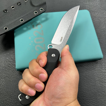 Kubey KU426A Bearcat Fixed Blade Knife Black G-10 Handle 4.73" Beadblast 14C28N Blade