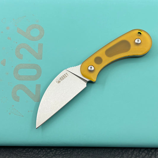 KUBEY knife KU424C Pixie Fixed Blade Knife Ultem Handle 2.36" Beadblast 14C28N Blade