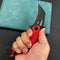 KUBEY KU261H Wrath Karambit Folding Knife  Red G-10 Handle 2.68" Blackwash 14C28N