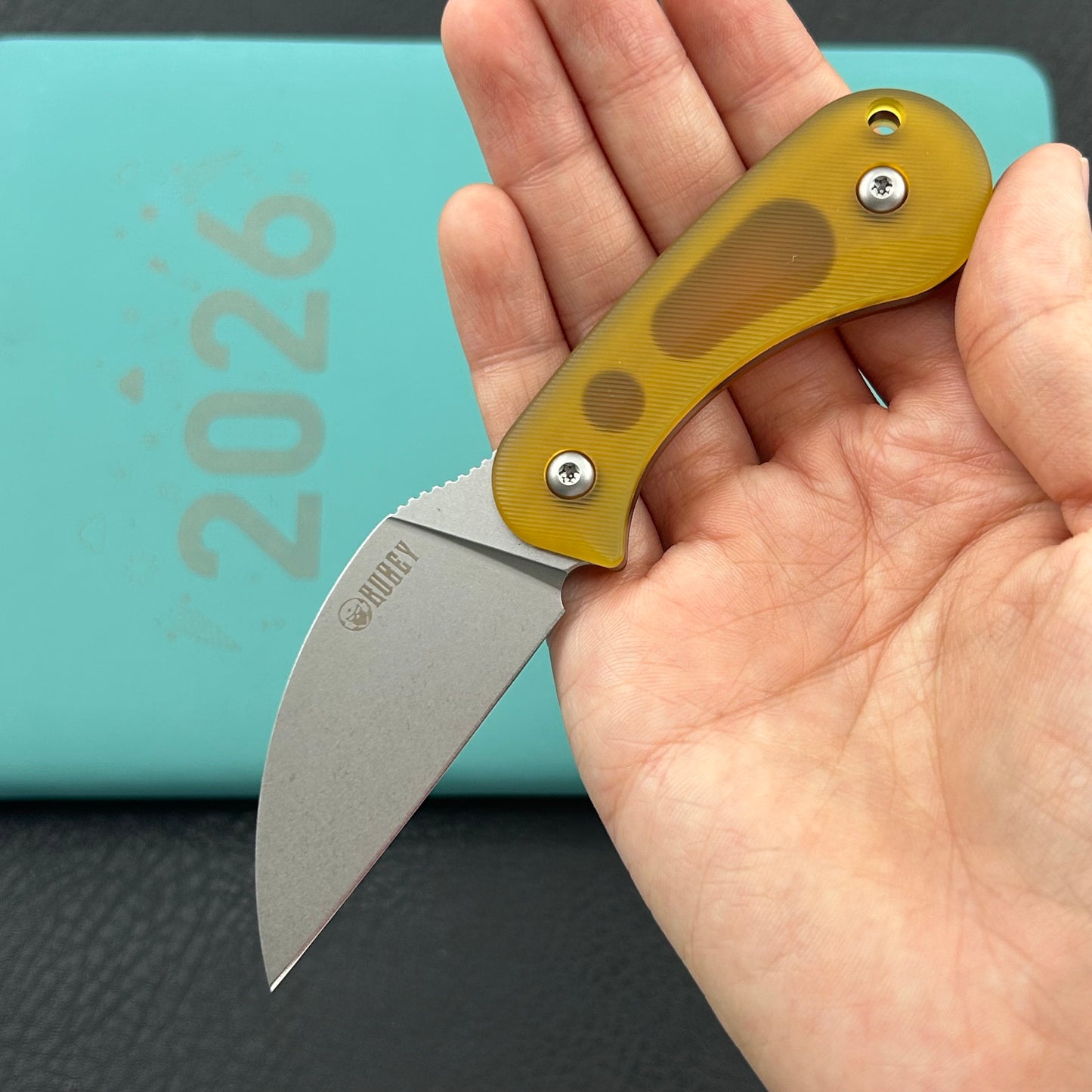 KUBEY knife KU424C Pixie Fixed Blade Knife Ultem Handle 2.36" Beadblast 14C28N Blade