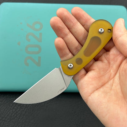 KUBEY knife KU424C Pixie Fixed Blade Knife Ultem Handle 2.36" Beadblast 14C28N Blade